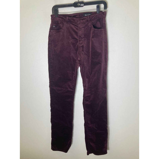 AG Merlot Velvet Mari Mid Rise Slim Straight Pants Sz 27