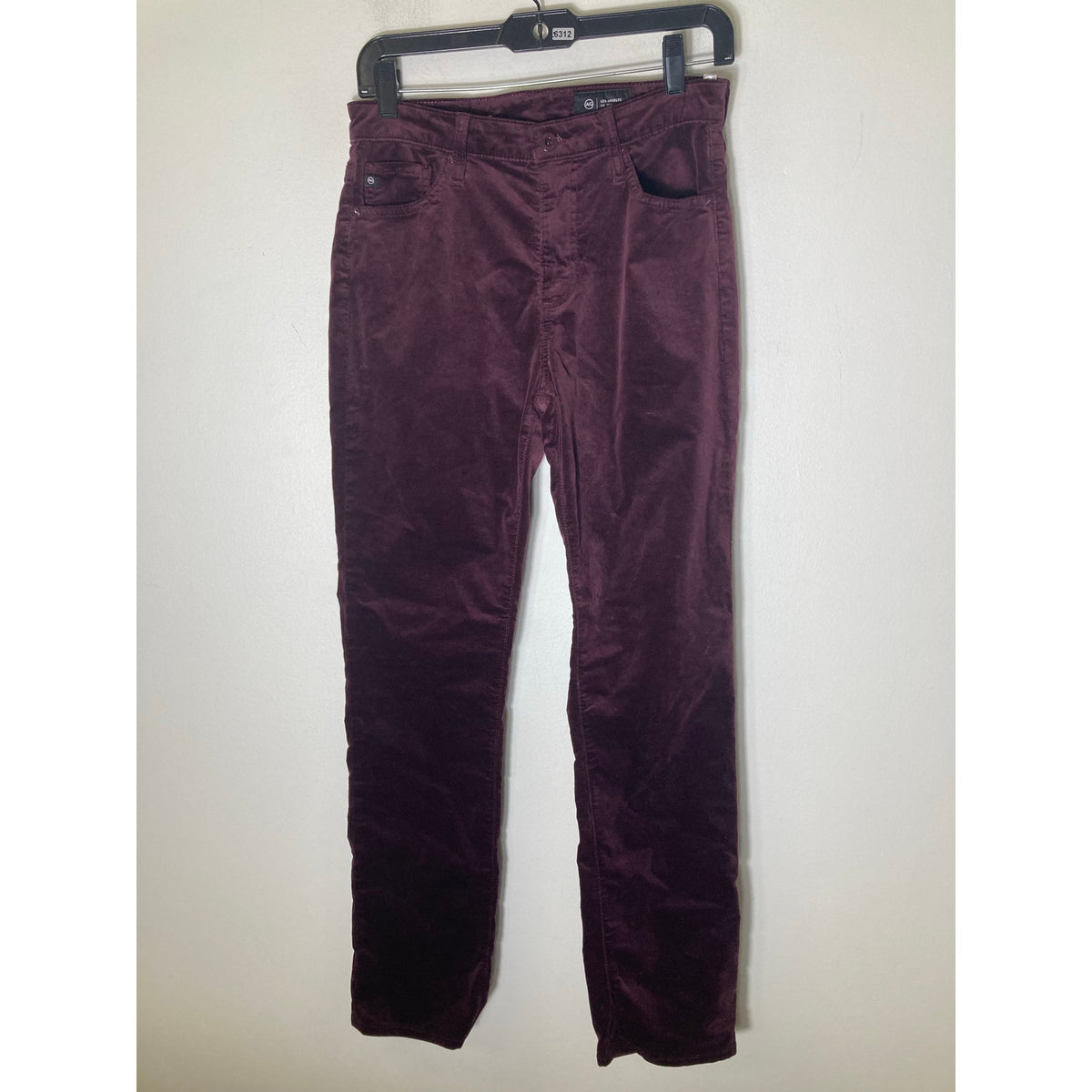 AG Merlot Velvet Mari Mid Rise Slim Straight Pants Sz 27