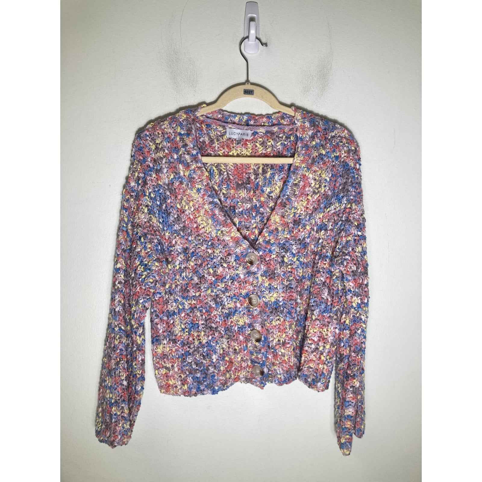 Lucy Paris Multi Color V Cardigan Sz XS