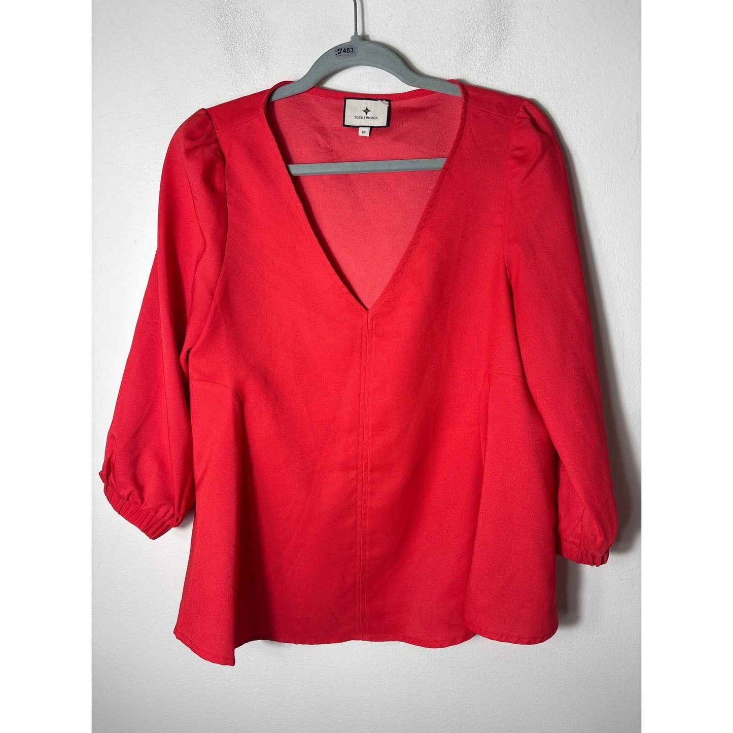 Tuckernuck V Neck Red Blouse Sz m