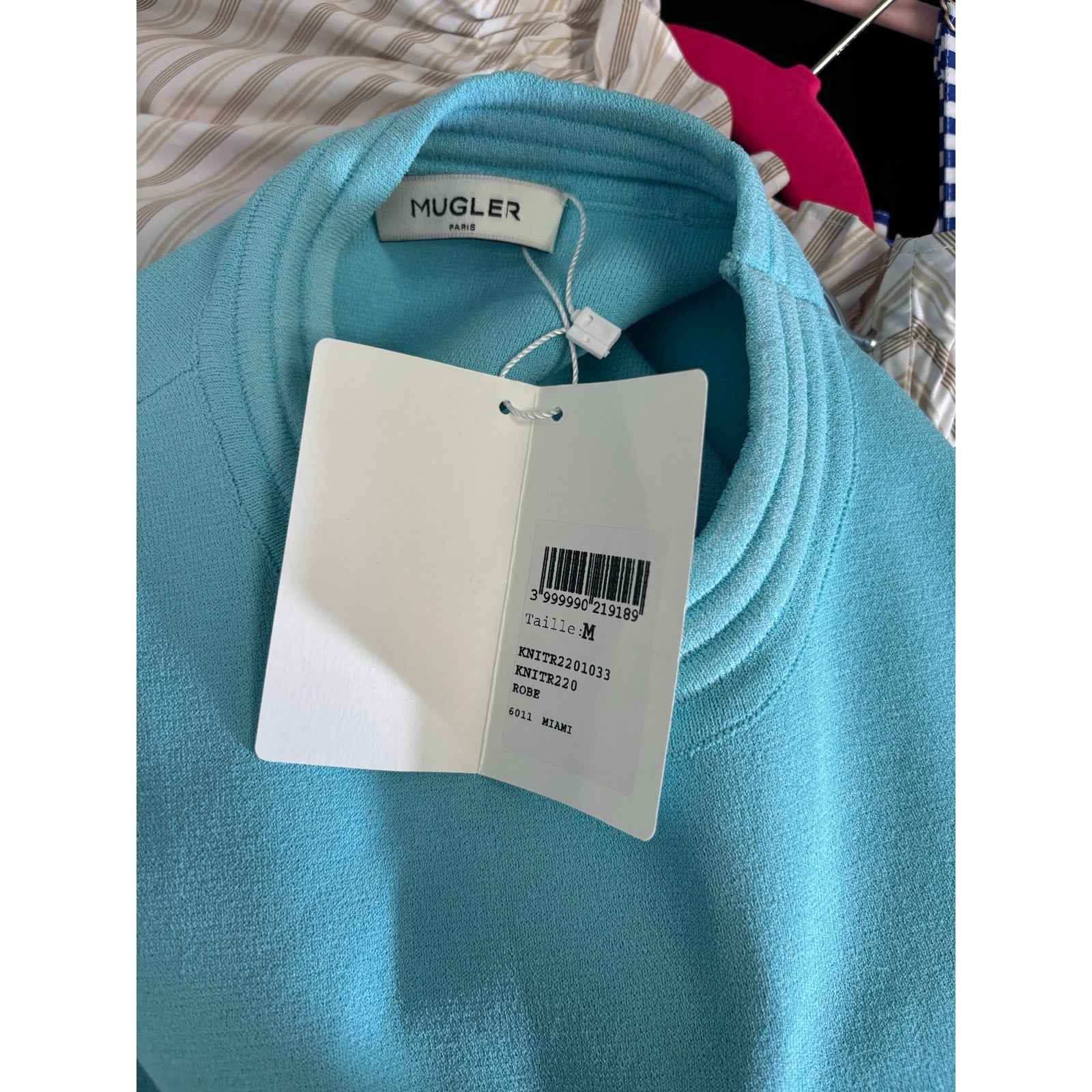 Mugler Teal Miami Cut Out Dress Sz M