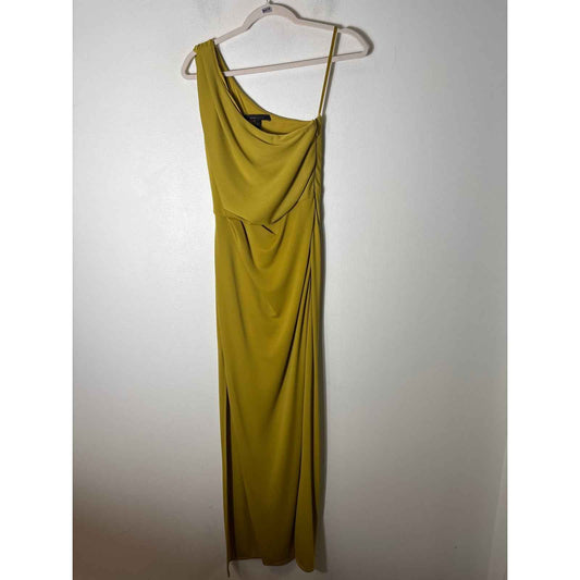 BCBG Yellow One Shoulder Floor Length Gown Sz XS