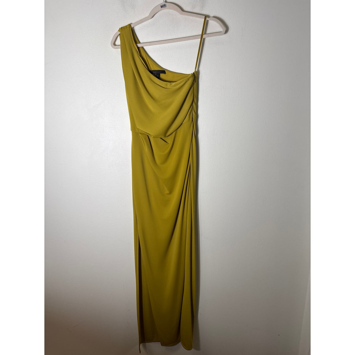 BCBG Yellow One Shoulder Floor Length Gown Sz XS