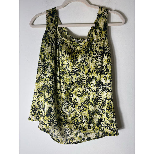 St. John Green Black Sleeveless Top Sz L
