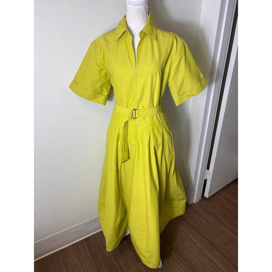 Simkhai Greenish Yellow Short Sleeve Belted Maxi Dress Sz 4