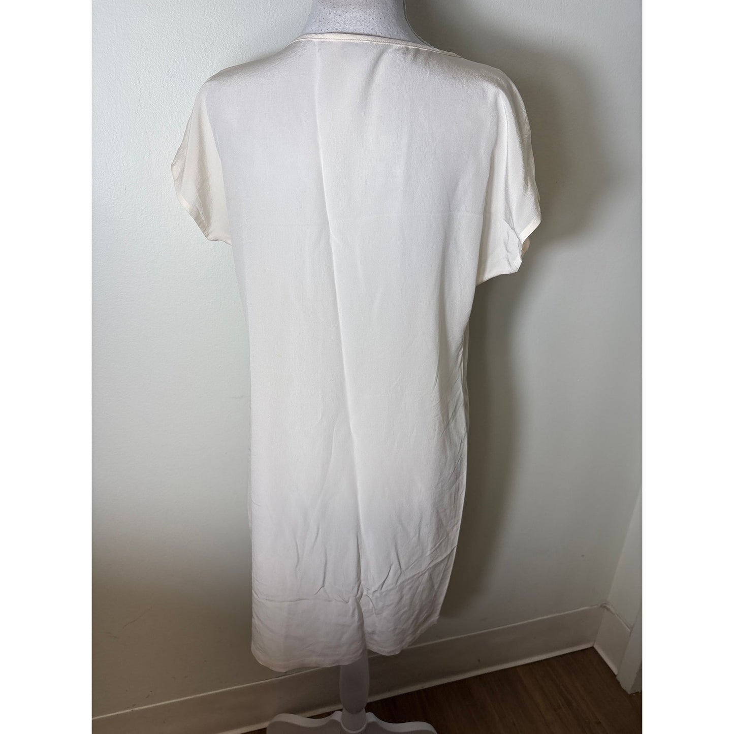 Faherty Off White Cap Sleeve V-Neck Silk Mini Dress Sz XS