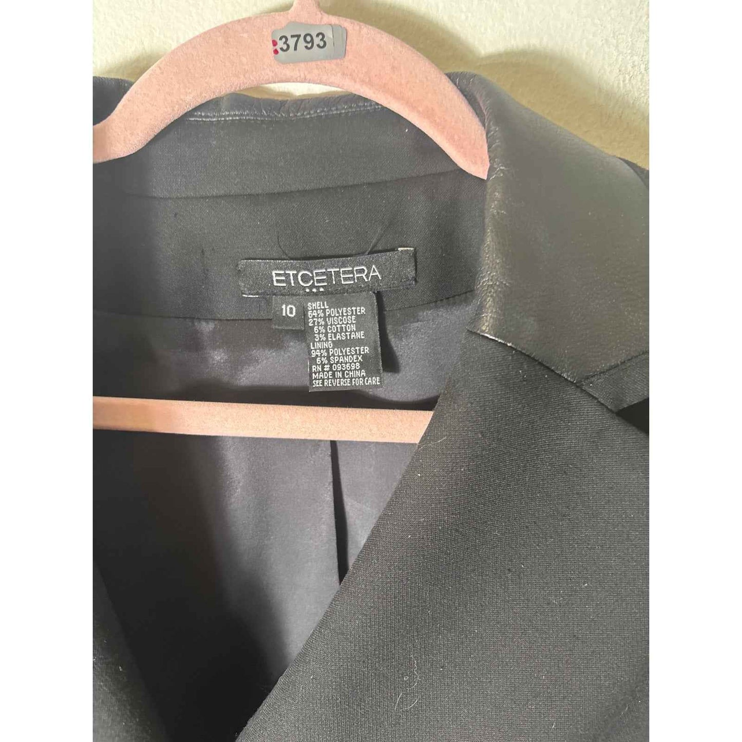 Etcetera Black with Leather Trim Blazer Sz 10