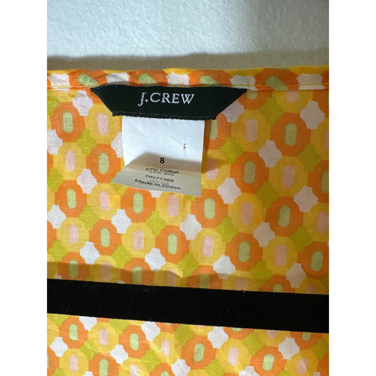 J. Crew Orange Short Sleeve V-Neck Ruffle Top Sz 8