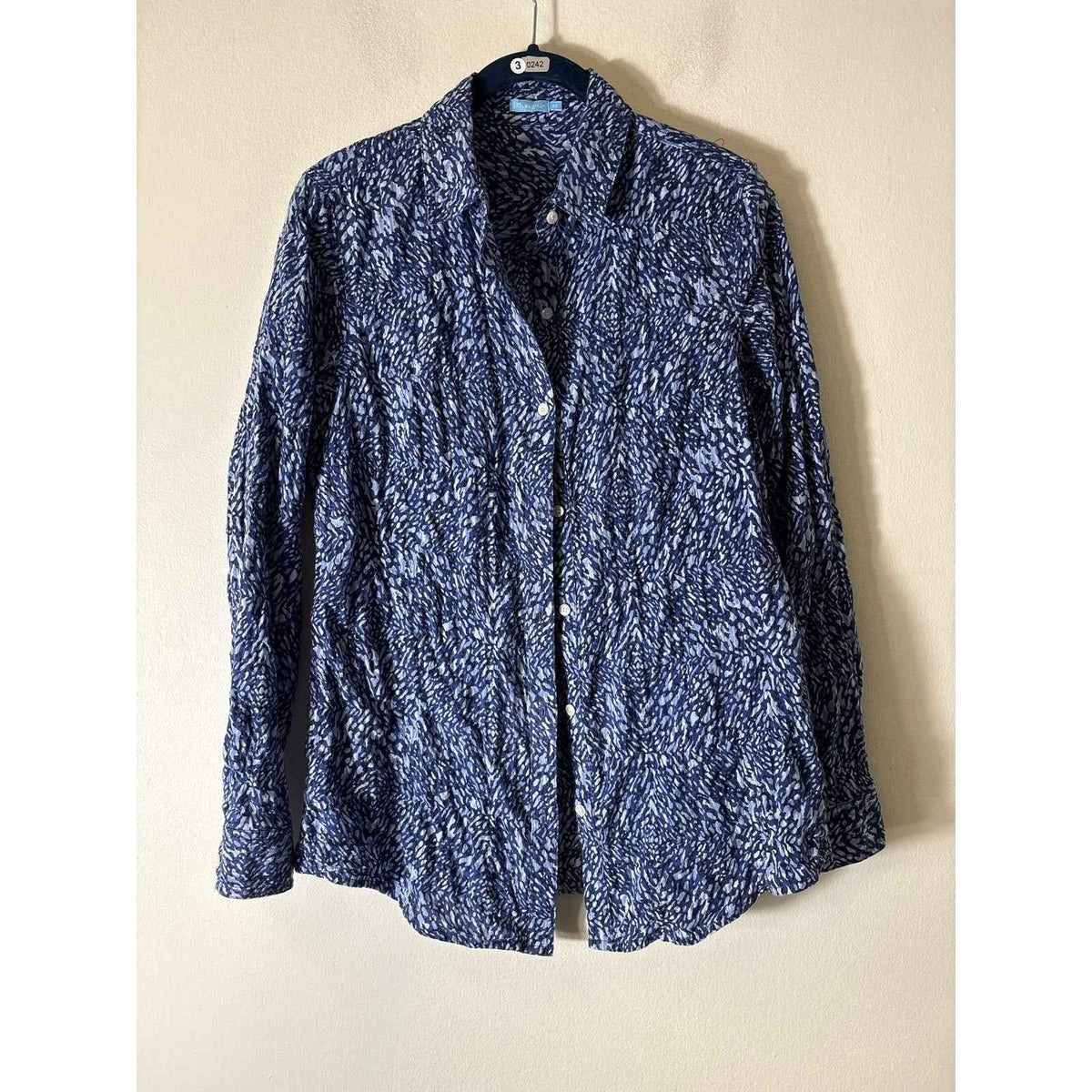 J. McLaughlin Blue Long Sleeve  Cotton Button Up Shirt Sz XS