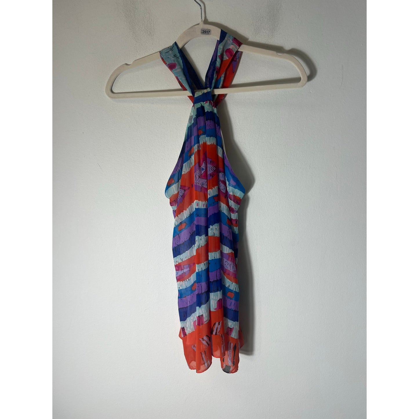 Joy Joy Multicolor Stripe Pattern Halter Top Sz S
