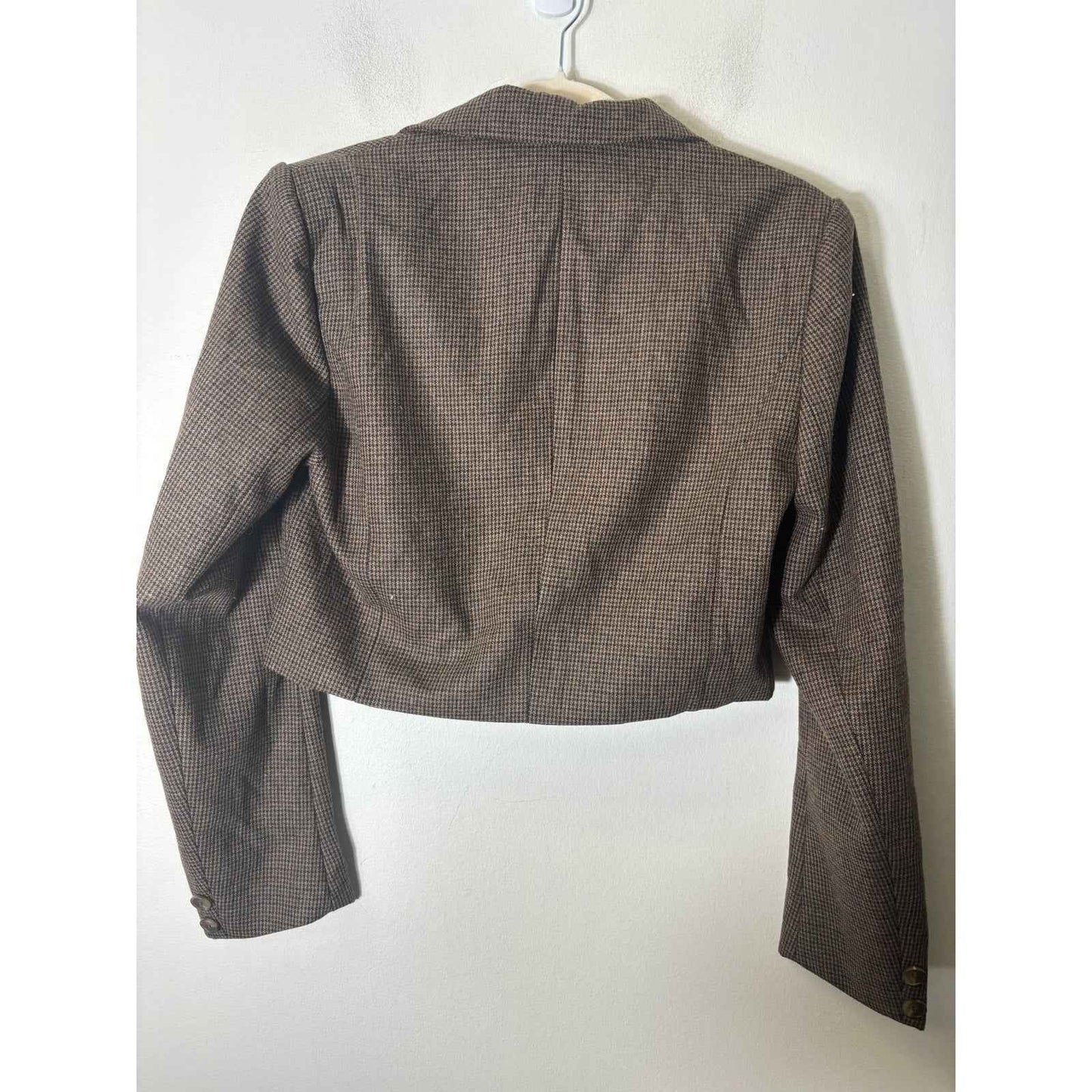 NWT ASTR the Label Brown Tweed Long Sleeve Cropped Suit Style Sz M