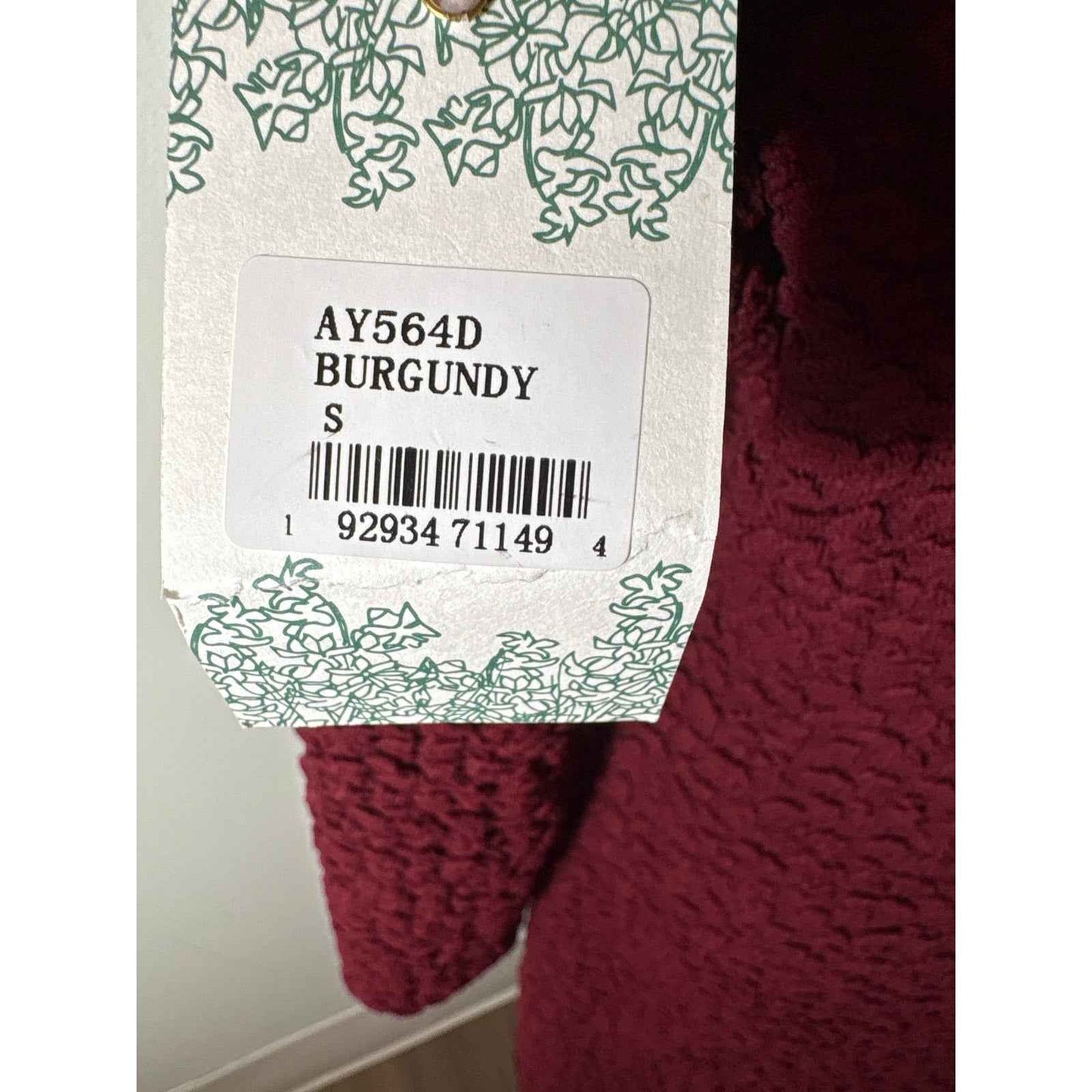 NWT Hyacinth House Dark Red Long Sleeve Textured Column Maxi Dress Sz S