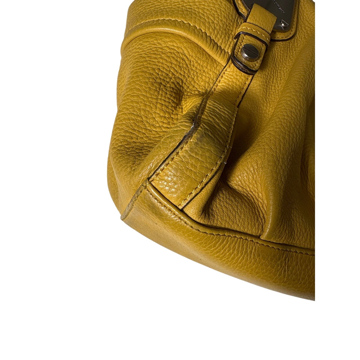 B Makowsky Mustard Yellow Buckle Strap Purse Sz 18"x19" approximately