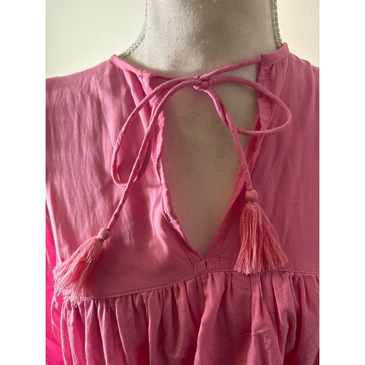 Mille Pink 3/4 Puff Sleeveless Cotton Mini Dress Sz