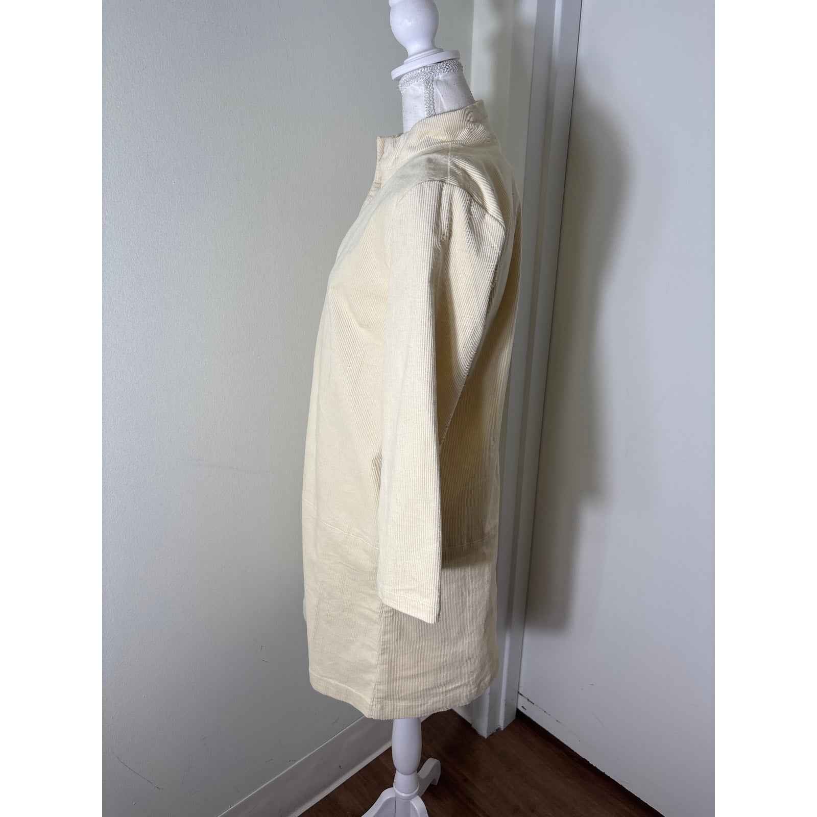 NWT Tuckernuck Cream Long Sleeve V-Neck Cordoroy Knee Length Dress S