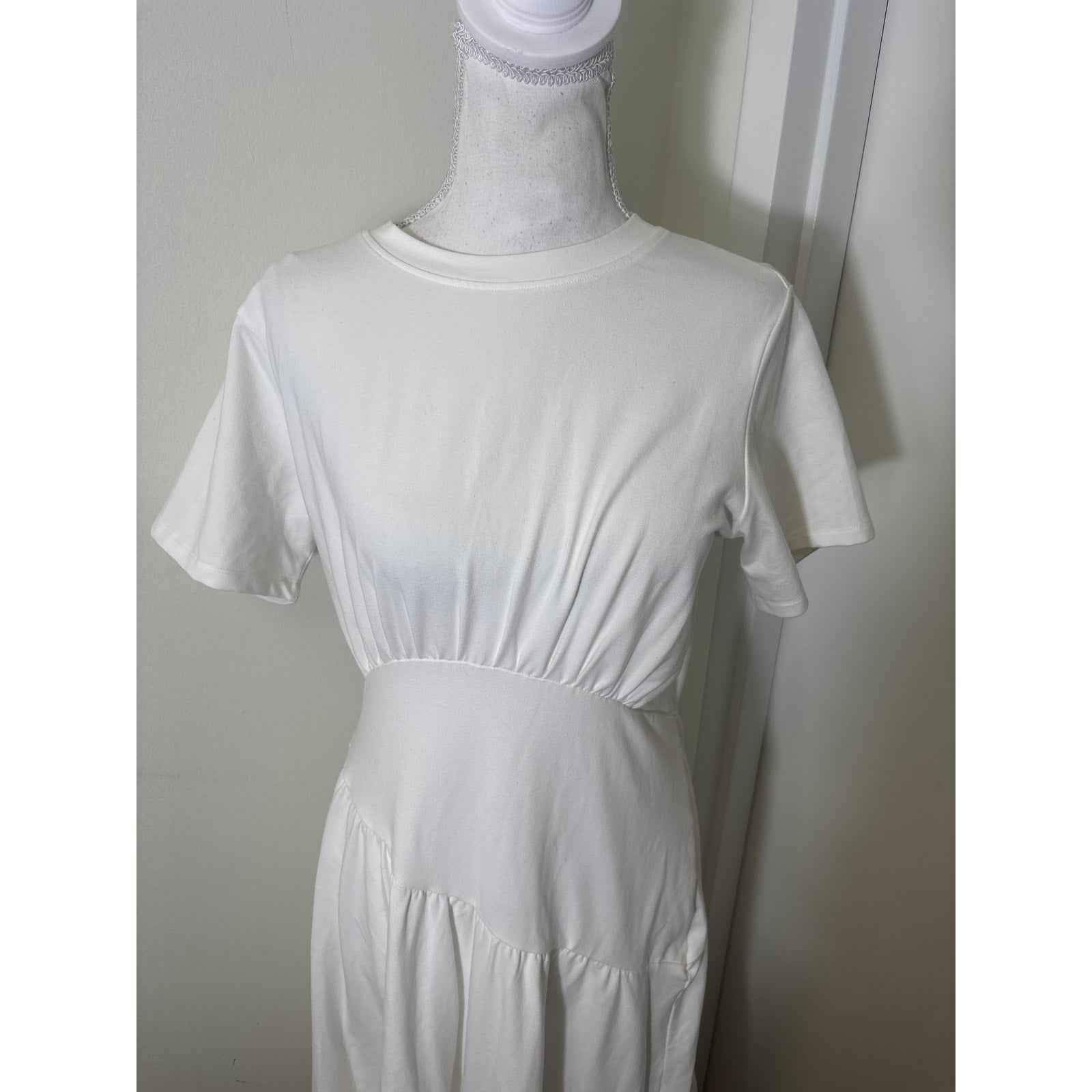 Robert Rodriguez White Short Sleeve Tiered Maxi Dress Sz M