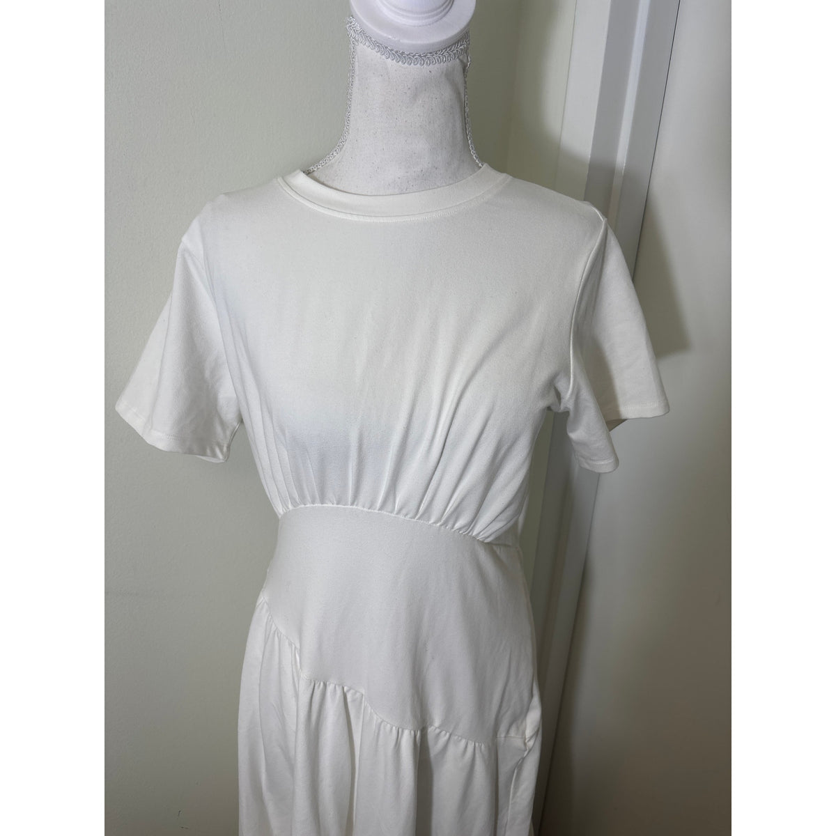 Robert Rodriguez White Short Sleeve Tiered Maxi Dress Sz M