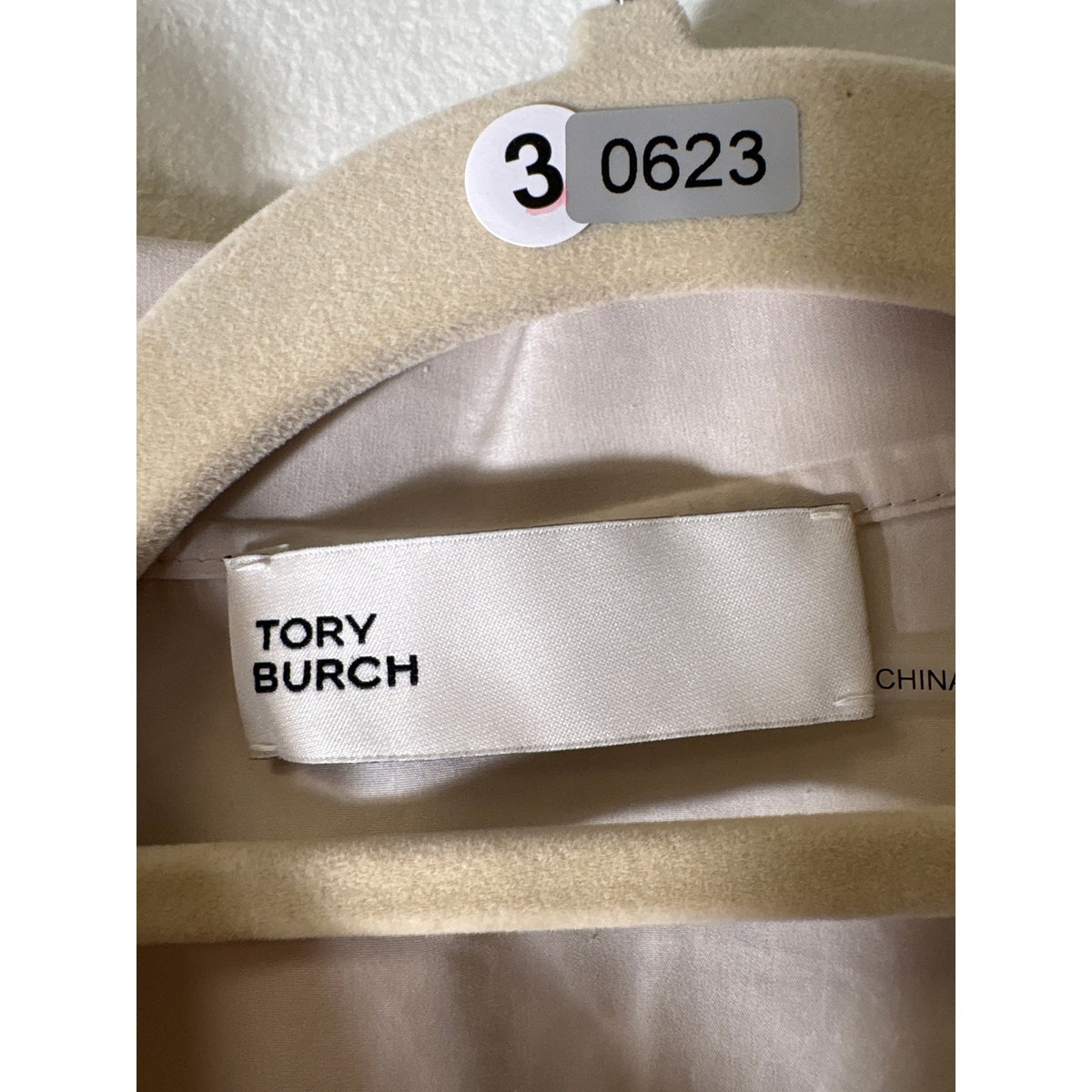Tory Burch Light Stone/Khaki Zip Front Top Sz 8