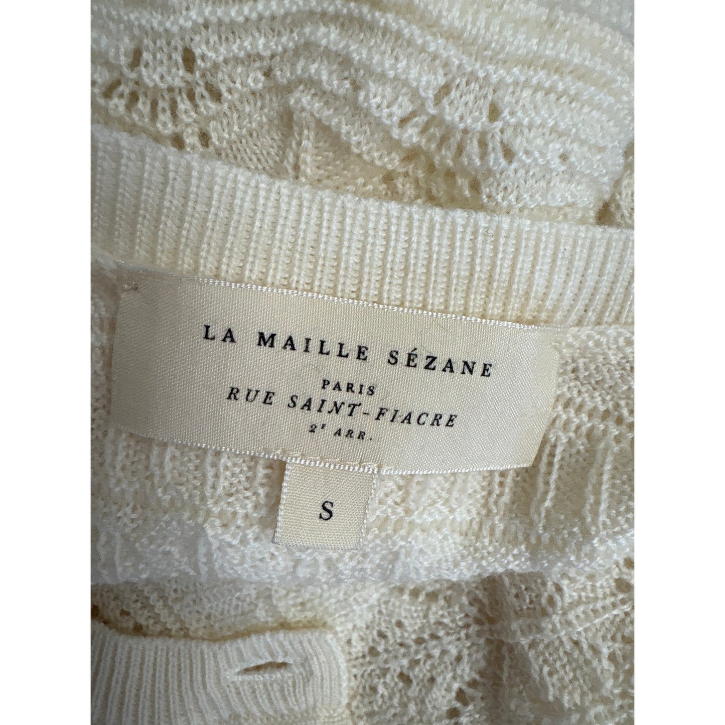 La Maille Sezane Cream Long Sleeve Textured Sweater Sz S