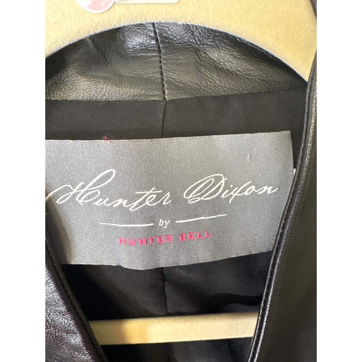 Hunter Bell Black Leather Open Front Jacket Sz M