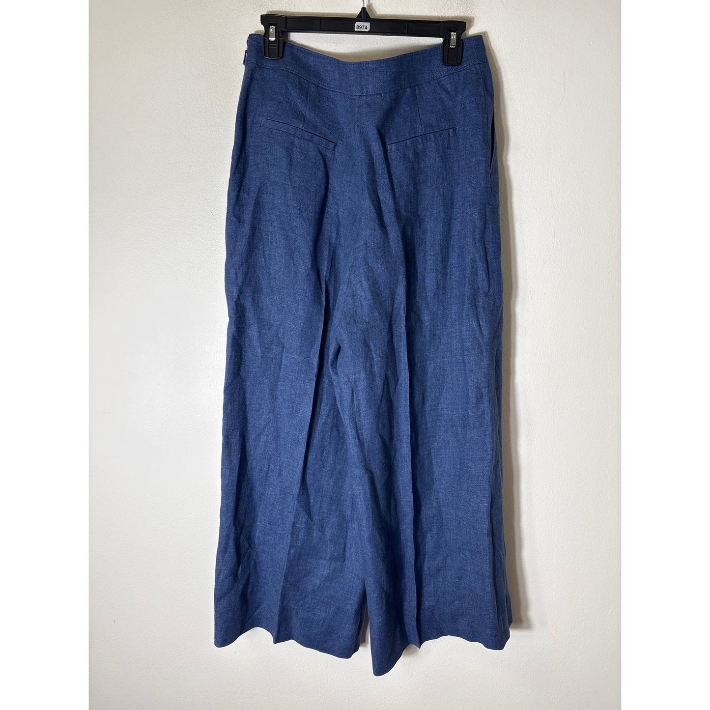 Carolina Herrera Dark Blue Linen Lace Up Long Sleeve Shirt and Pants Set Sz S/6