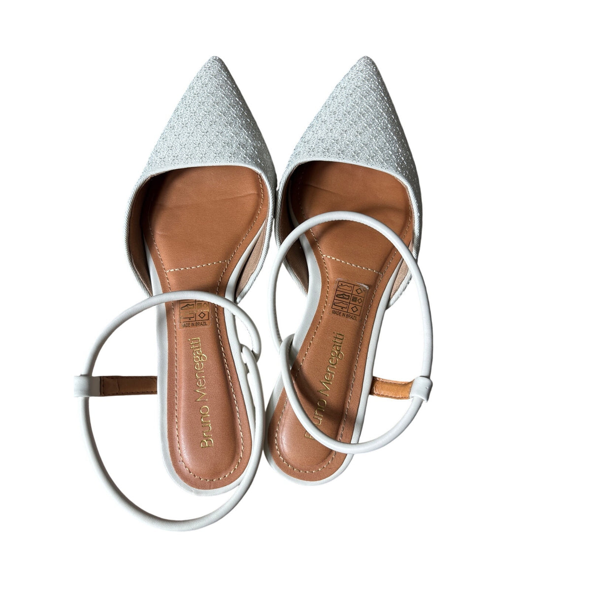 Bruno Menegatti Pearl White Sequin Pointy Toe Flat Sz 8