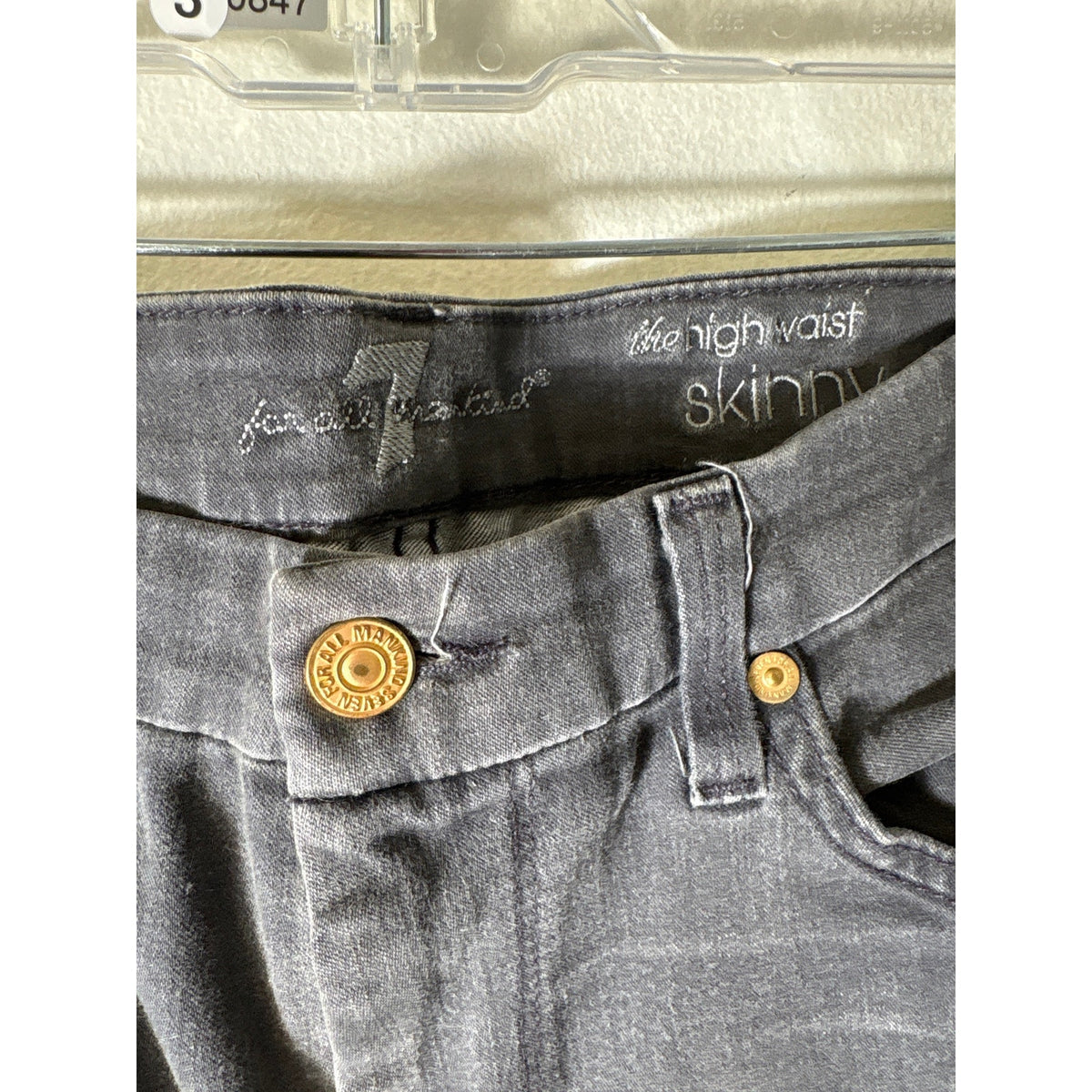 7 For All Mankind Black Vintage Wash HIgh Waist Skinny Jean Sz 30