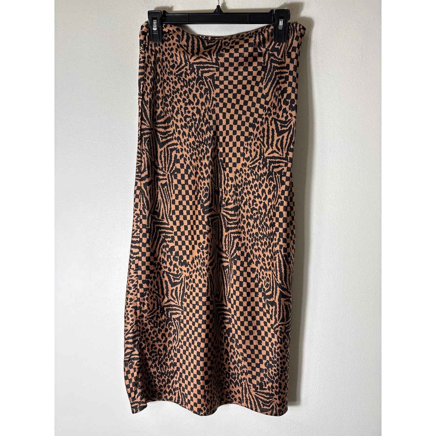 Society Amuse Brown Black Side Zip Maxi Skirt Sz S