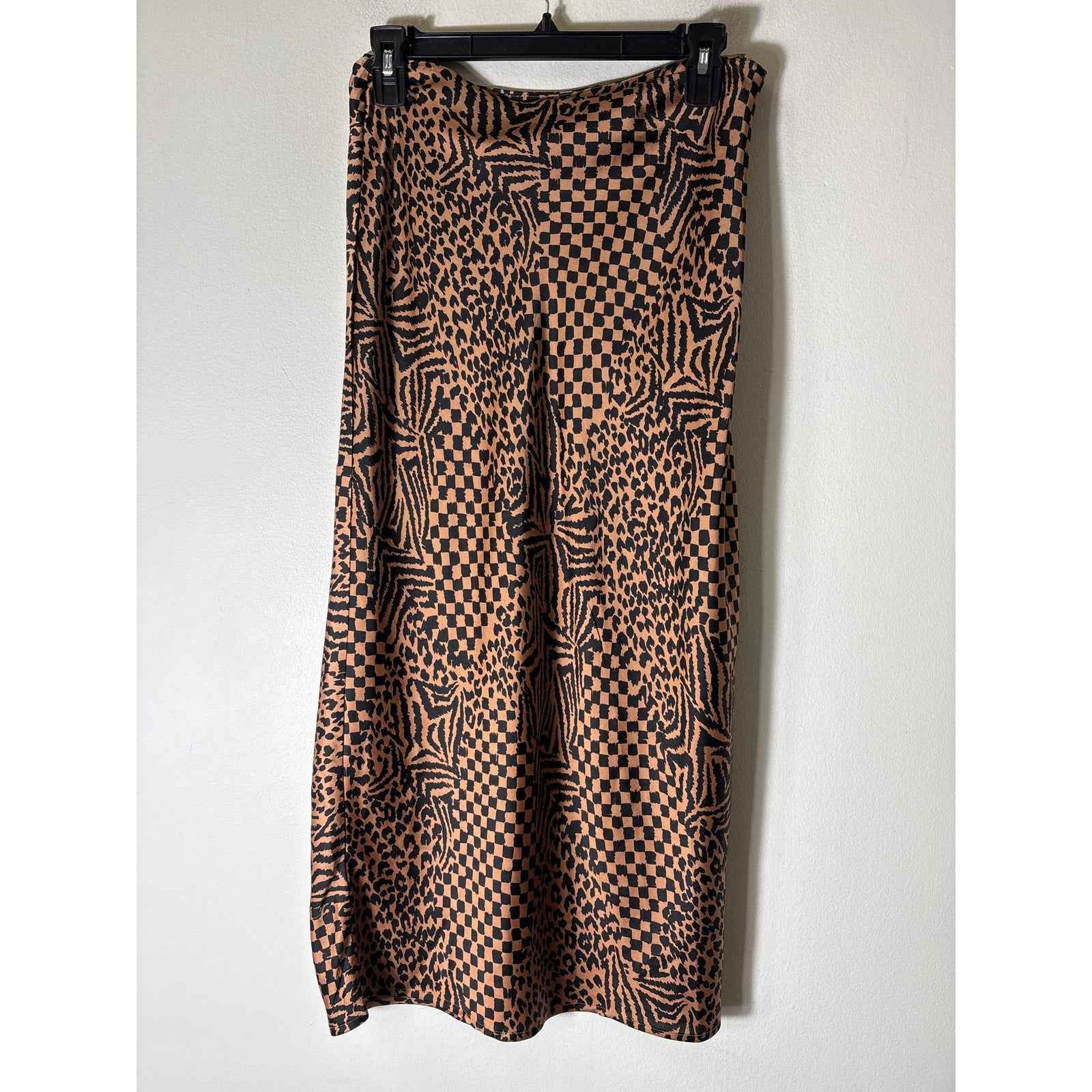 Society Amuse Brown Black Side Zip Maxi Skirt Sz S