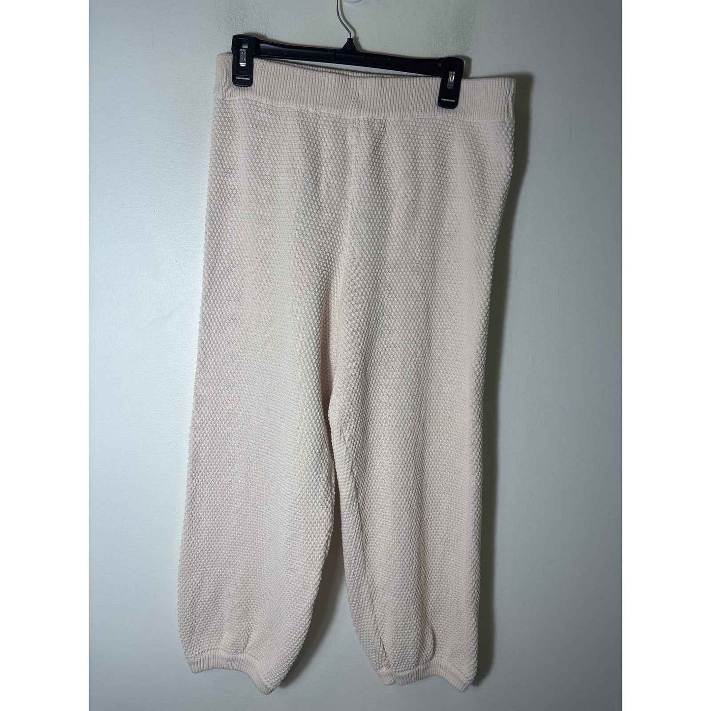 Free People Cream Long Sleeve Button Up Knit Cardigan Sweater and Pants Set Sz M