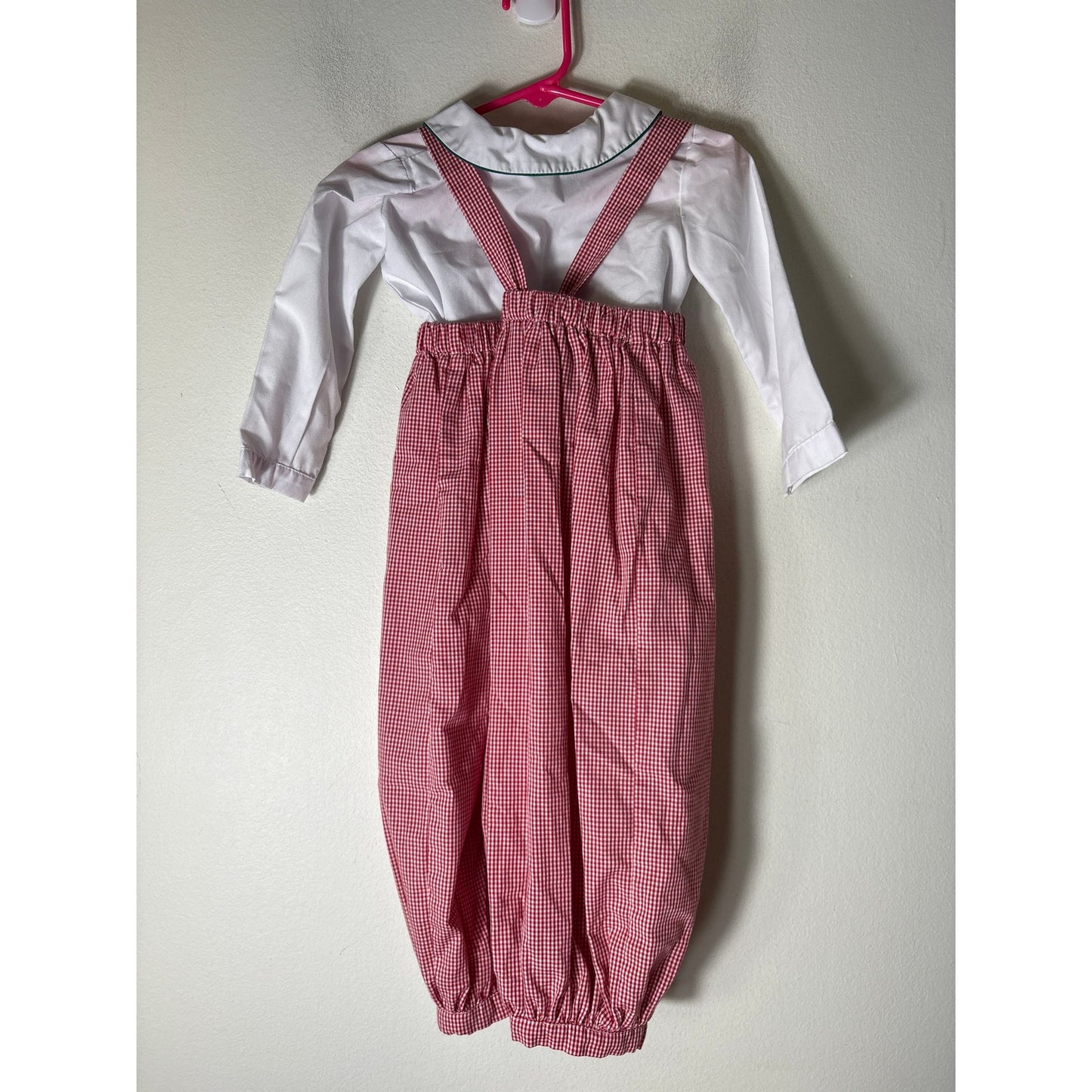 Boys Vintage Kids By Me Red&White Smocked Santa Longalls/White shirt Sz 24m