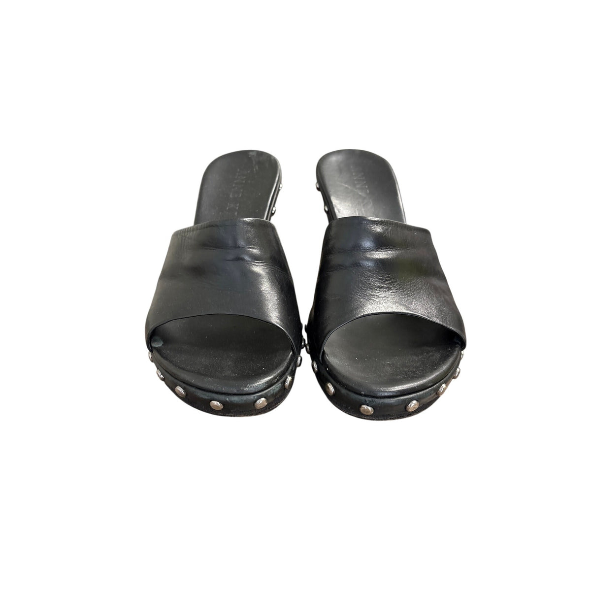 Anne Klein Black Studded Wedges Sz 8.5