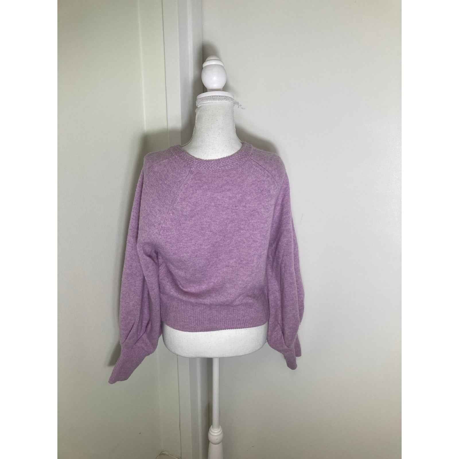 Love Shack Fancy Lavendar Herringbone Neckline Sweater Sz S
