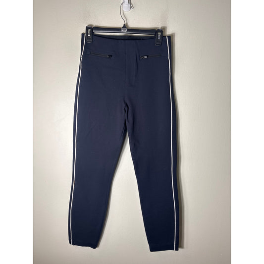 Spanx Navy Blue Straight Leg Pull On Ankle Pants sz M