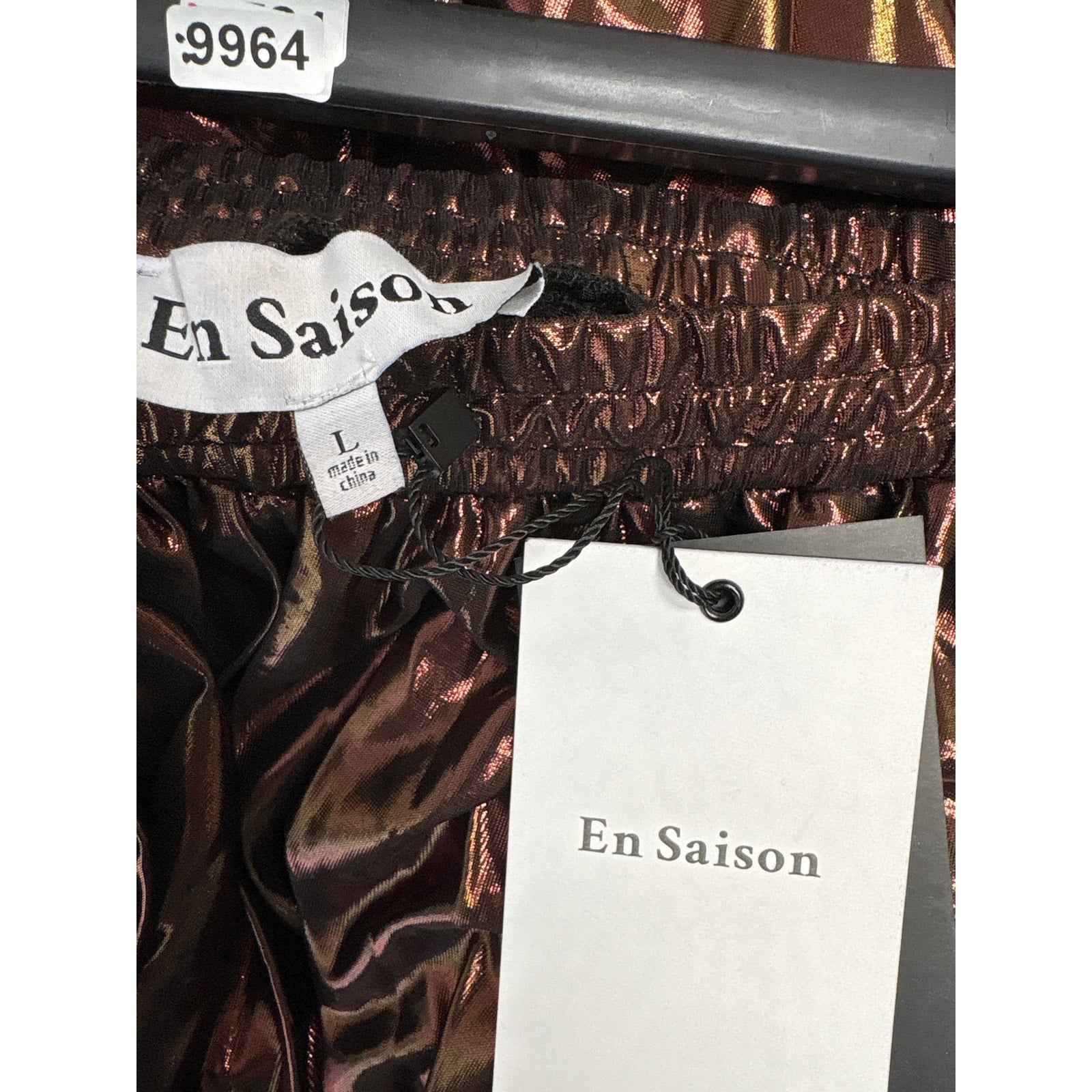 NWT En Saison Copper Pull On Pleated Maxi Skirt sz L