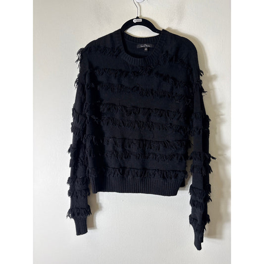 Love Tree Black Fringed Pullover Sweater Sz M