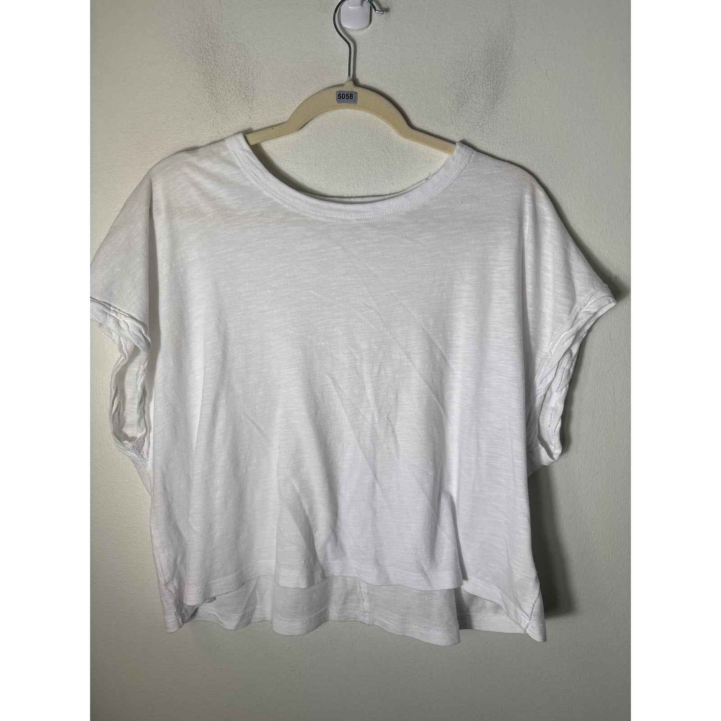 We The Free White Cap Sleeve Cotton Tee Shirt Sz M
