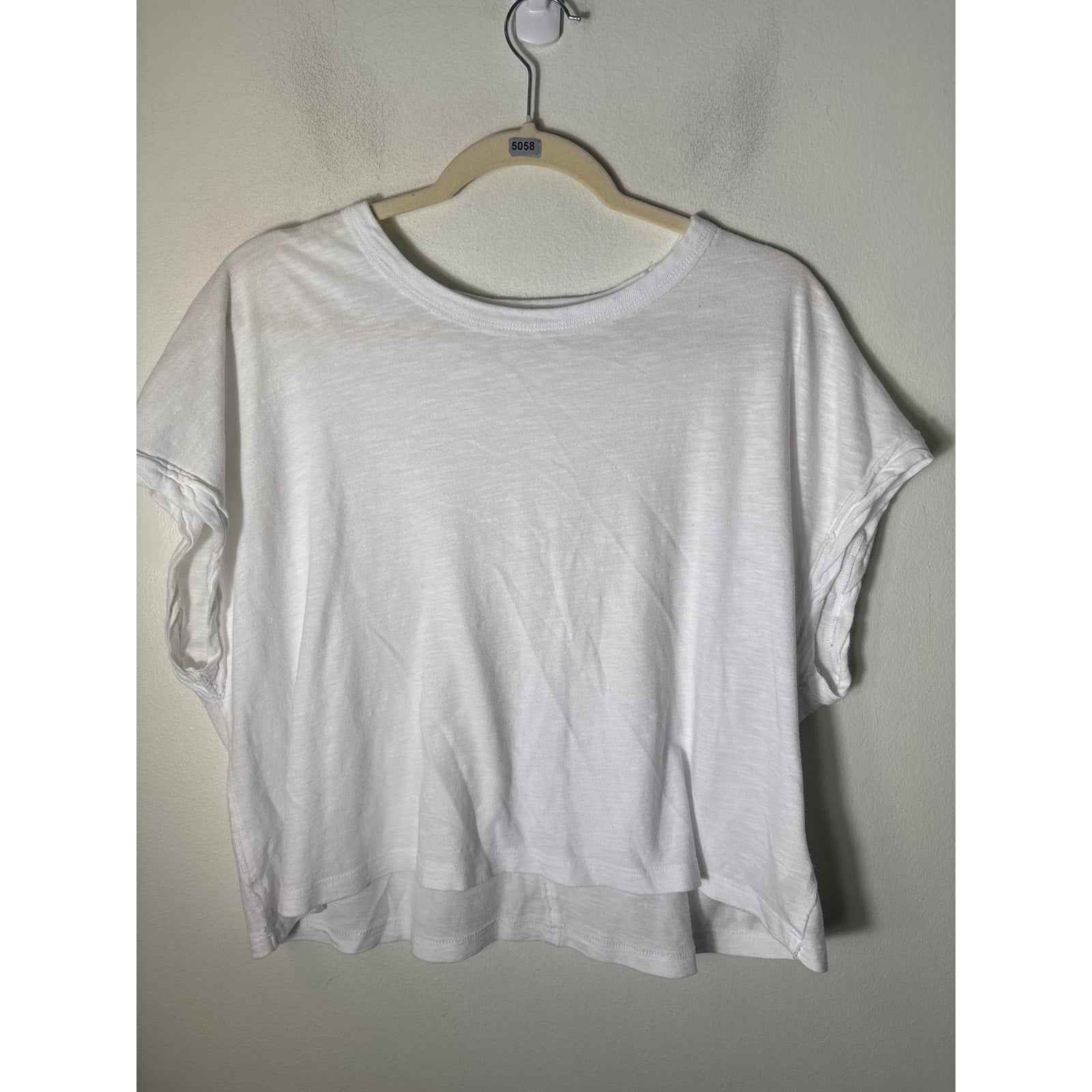 We The Free White Cap Sleeve Cotton Tee Shirt Sz M