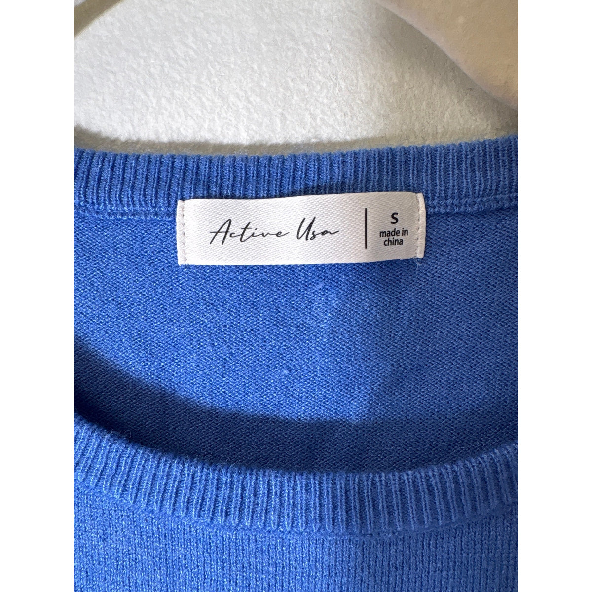 Active Usa Blue Short Sleeve Sweater Top Sz S
