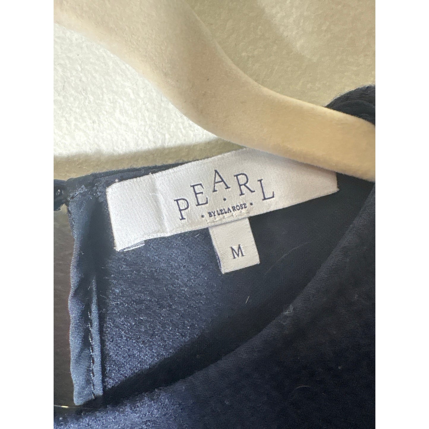 Pearl by Lela Rose Black Half Bell Sleeve Textured Fabric Top Sz M