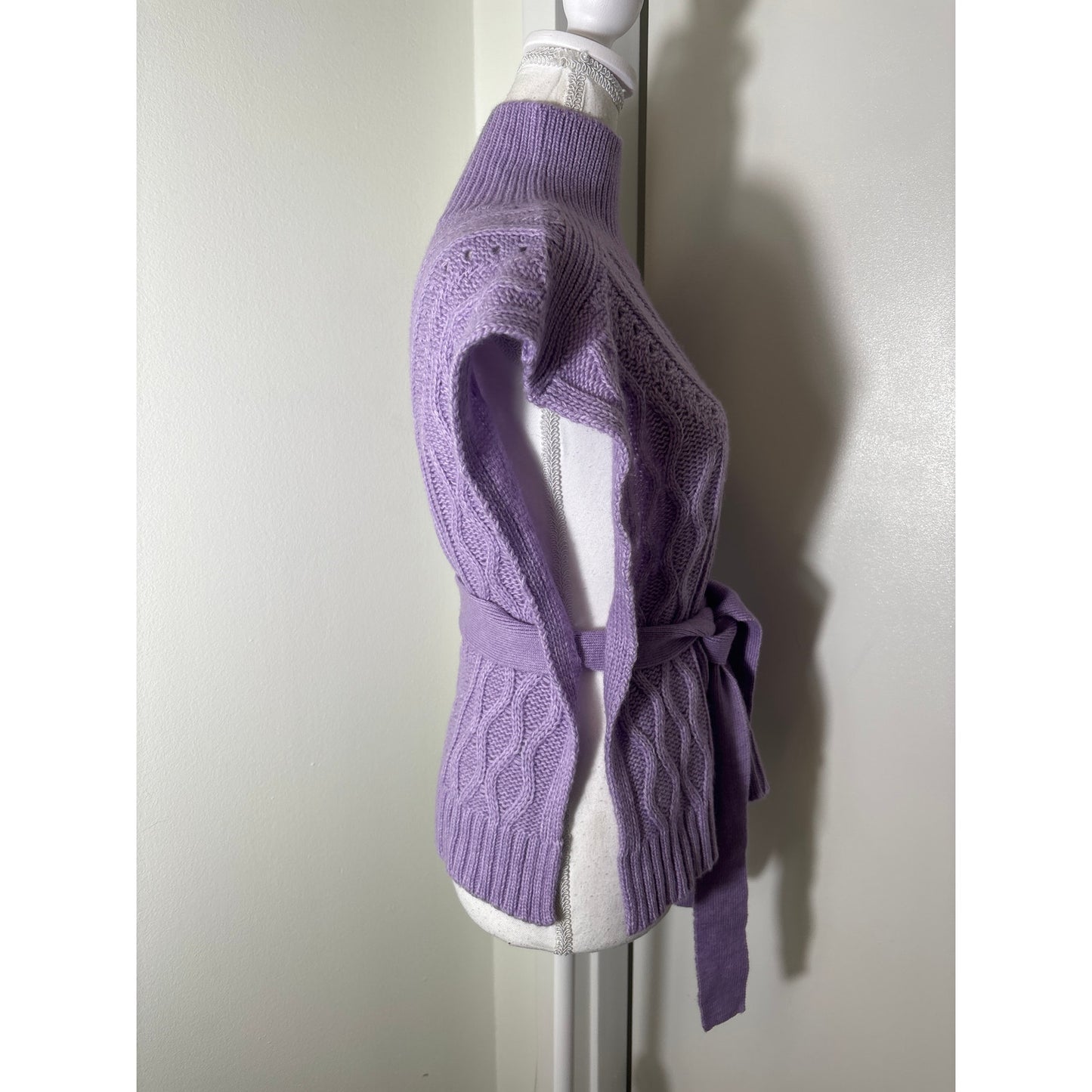 Marie Oliver Purple Cap Sleeve Knit Mock Neck Sweater Sz S