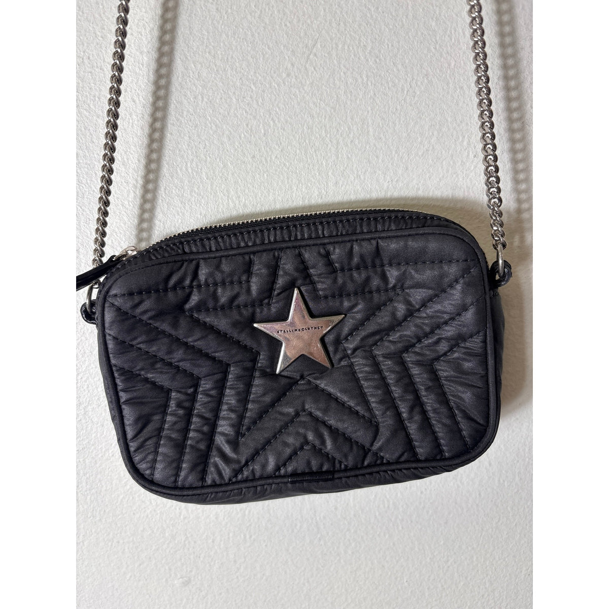 Stella McCartney Black With Silver Star Crossbody Purse Sz 6.5"x4"