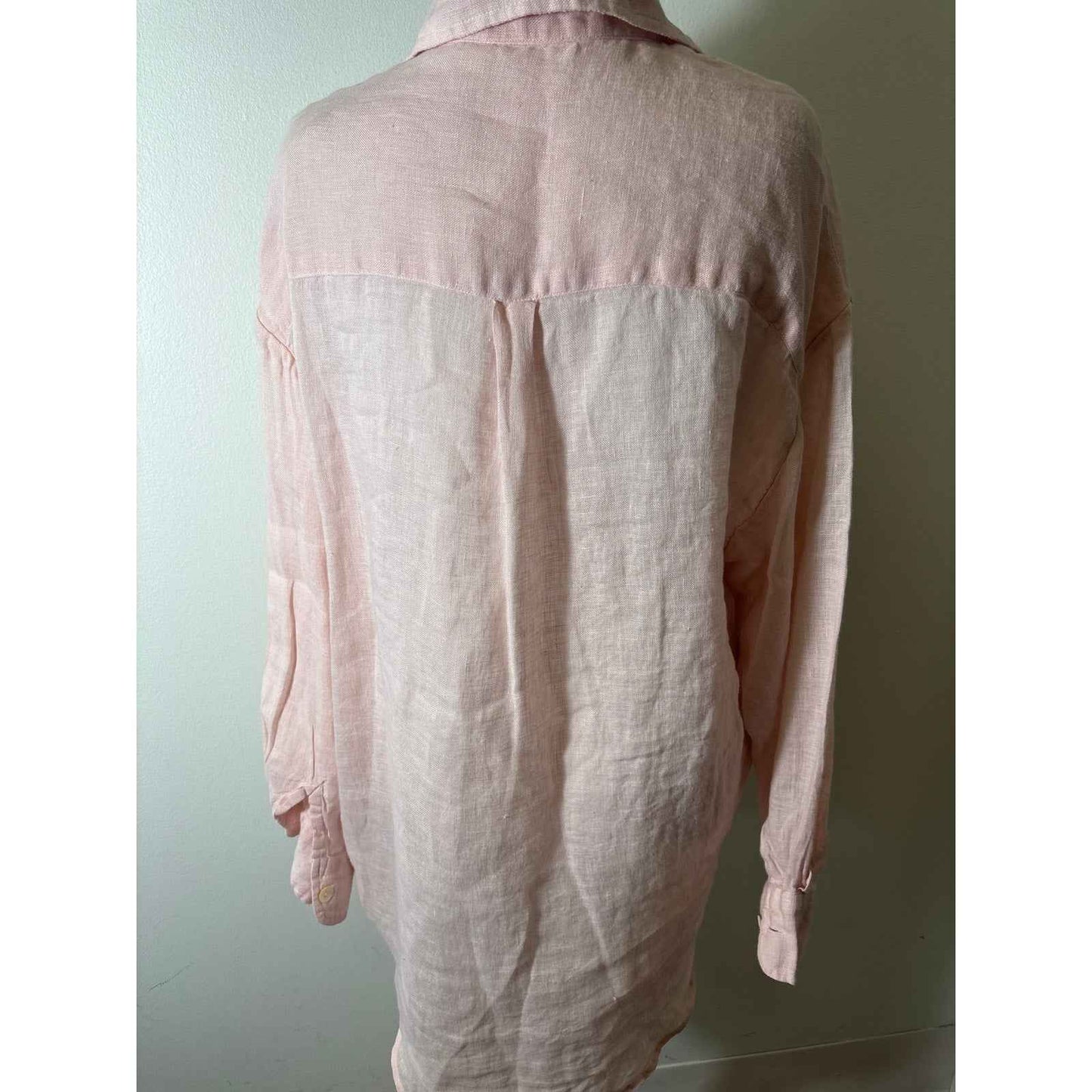 Vitamin A Pink Long Sleeve Gauzy Linen Button Up Shirt Sz S