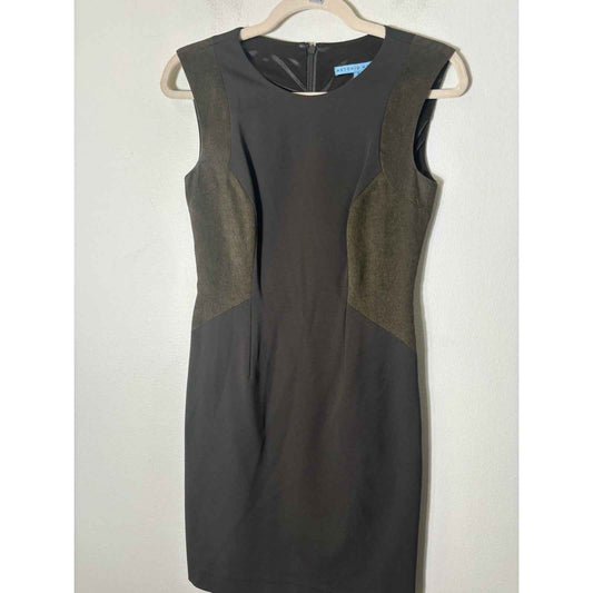 Antonio Melani Brownish Gray Sleeveless Mixed Media Knee Length Sheath Dress 0