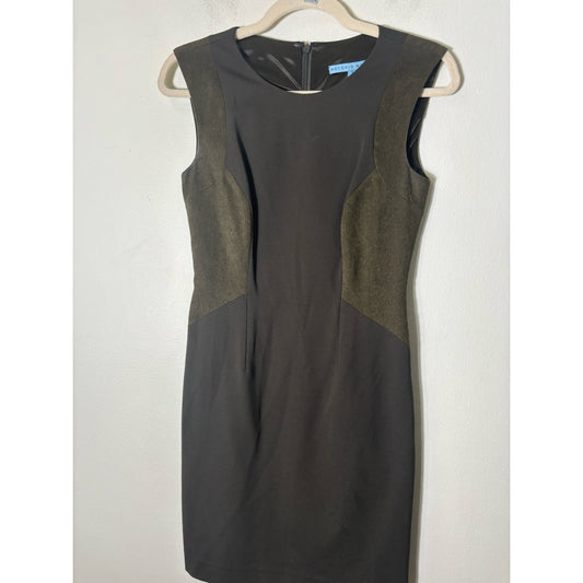Antonio Melani Brownish Gray Sleeveless Mixed Media Knee Length Sheath Dress 0