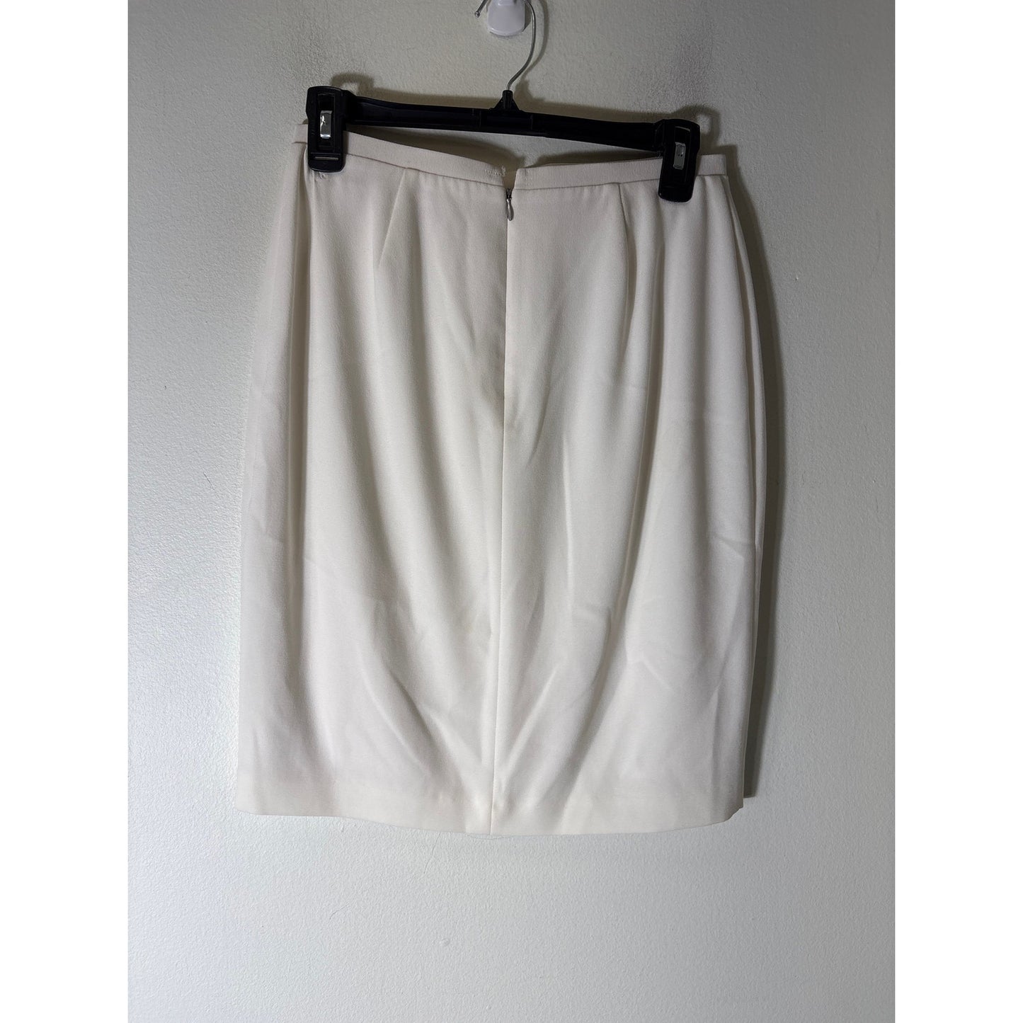 Elie Tahari Off White Back Zip Knee Length Pencil Skirt Sz 4