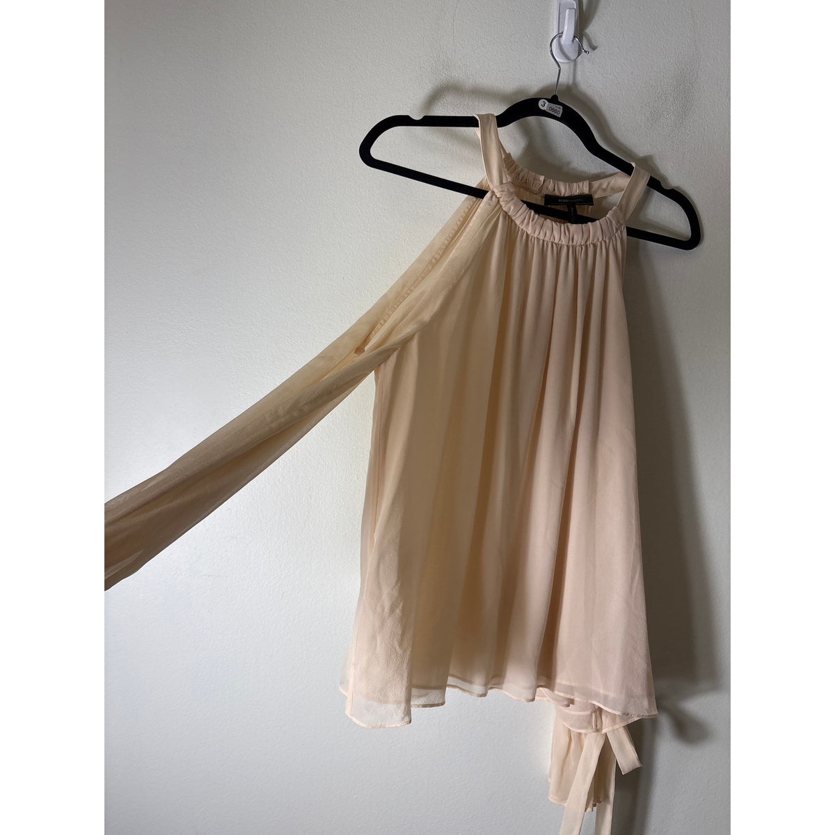 BCBG Peach Cold Shoulder Long Sleeve Blouse Sz L