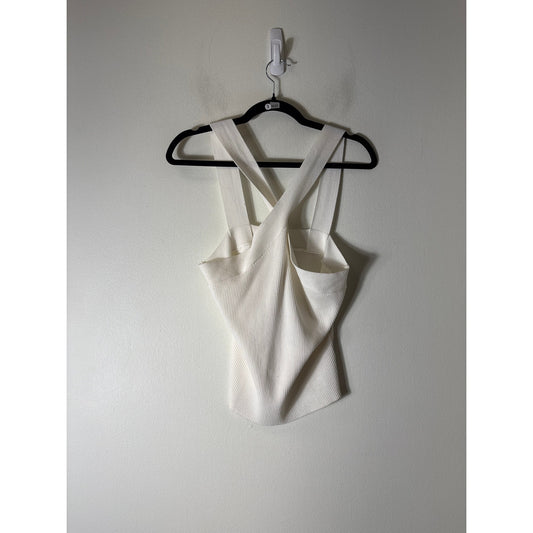 Skies are Blue Off White Sleeveless Cross Back Sweater Sz L