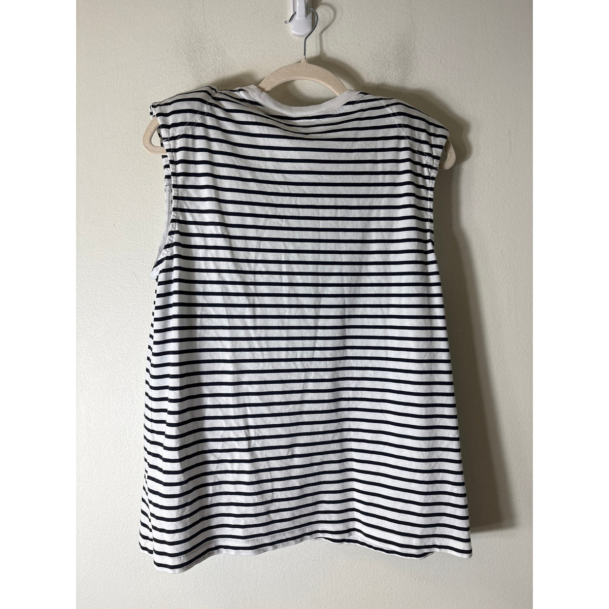 Tibi Black and White Stripe Sleevless Cotton Shirt Sz M