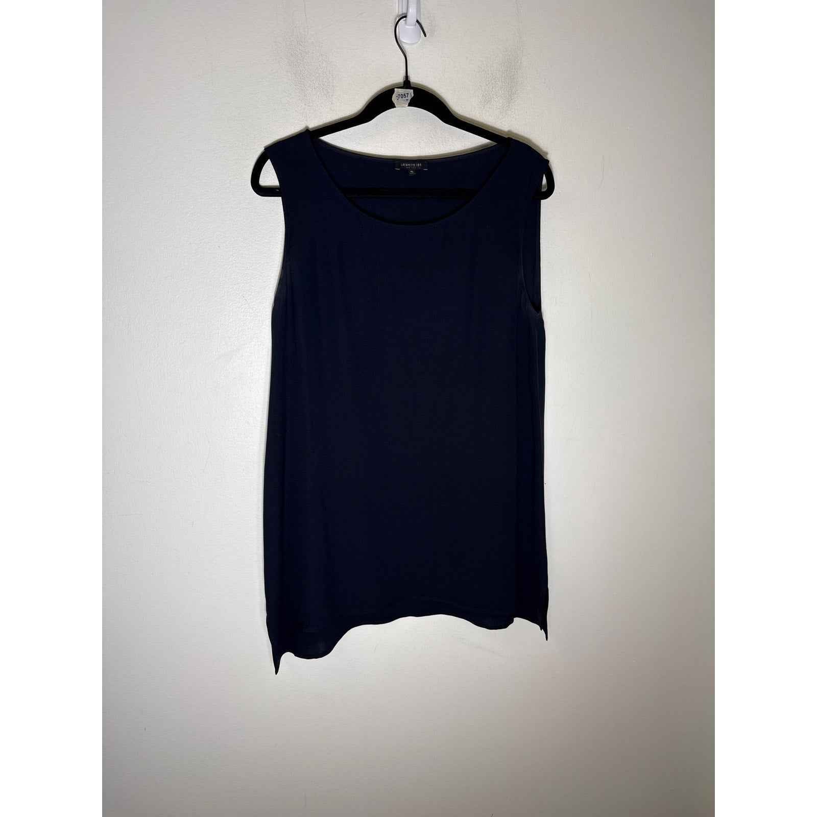 Lafayette 148 Navy 100% Silk Top Sz XL